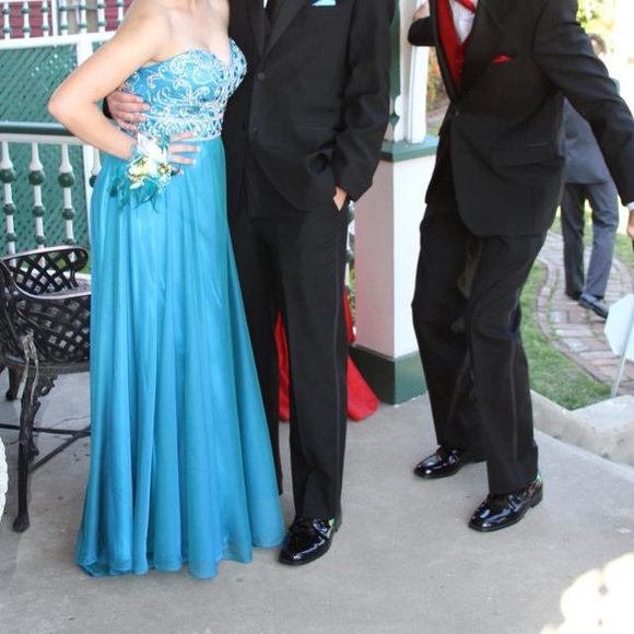 Blue & Silver Jeweled Prom Dress - Picture 2 of 6